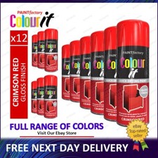 Red Crimson All Purpose Spray Paint Aerosol Metal Wood Plastic 400ml - 1 to 12