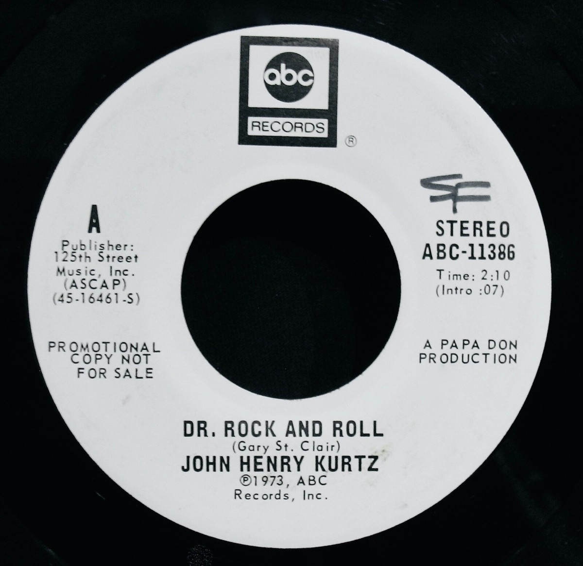 JOHN HENRY KURTZ~Dr. Rock And Roll ✦ Classic Rock Promo 45 From
