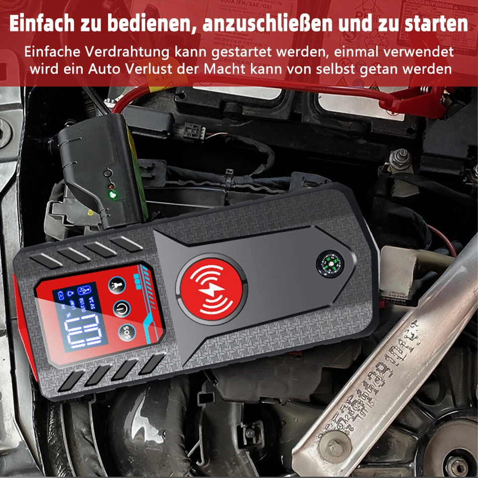 229800mA Avviamento Auto Jump Starter Caricabatterie Booster Powerbank 8000A 12V - Immagine 4 di 4