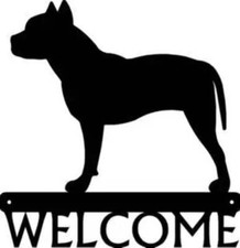 Pit Bull Terrier Dog Welcome Sign - Made in America - Outdoor Decor