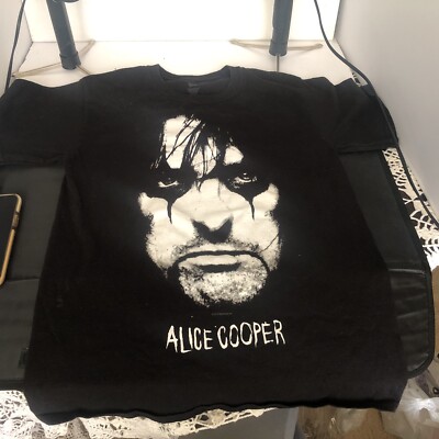 ALICE COOPER 2014 Portrait Close Up Mens Black Band TShirt Official SZ SM @10