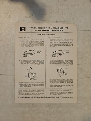Vintage 1965 Strombecker Slot Car 12V Headlights  Instructions 