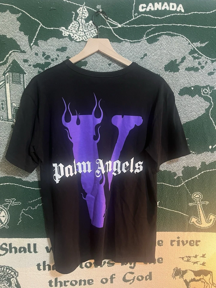 Camiseta Vlone X Palm Angels púrpura y negra para hombre talla M RARA algodón EE. UU. Foto 2 de 3