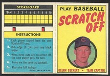 1971 TOPPS SCRATCH OFF INSERT  Glenn Beckert  CUBS  ( Unscratched )  EX-MINT+  A