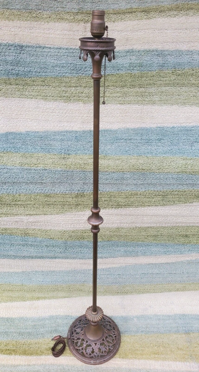 Great Early Hand Signed Oscar B Bach Bronze Art Deco Floor Lamp No