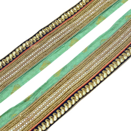 Indian Vintage Sari Border Hand Embroidered Craft Trim 1Yd Lace Sewing Ribbon - Picture 9 of 13