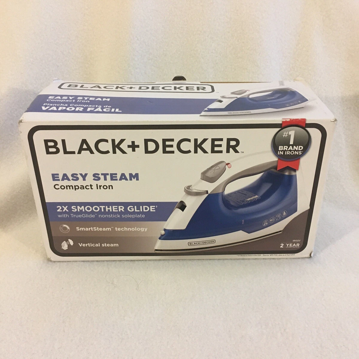 BLACK+DECKER Easy Even Steam Compact Iron, TrueGlide Nonstick