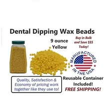 9 ounce - Yellow - Dental Dipping Wax Beads + Free Shipping!