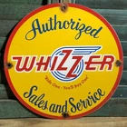 VINTAGE WHIZZER AUTHORIZED SALES SERVICE BIKE PORCELAIN SIGN GAS DEALER
