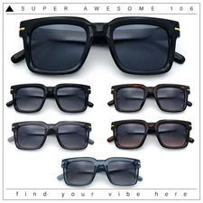 Gentlemanly Retro Thick Horn Rim Oversized Plastic Fashion Sunglasses