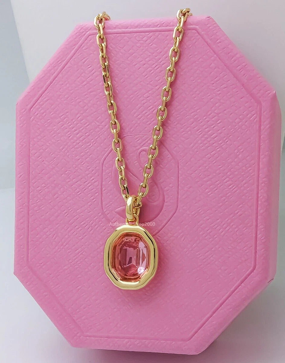 100% Authentic SWAROVSKI Gold Chain Pink Crystal Pendant Imber 