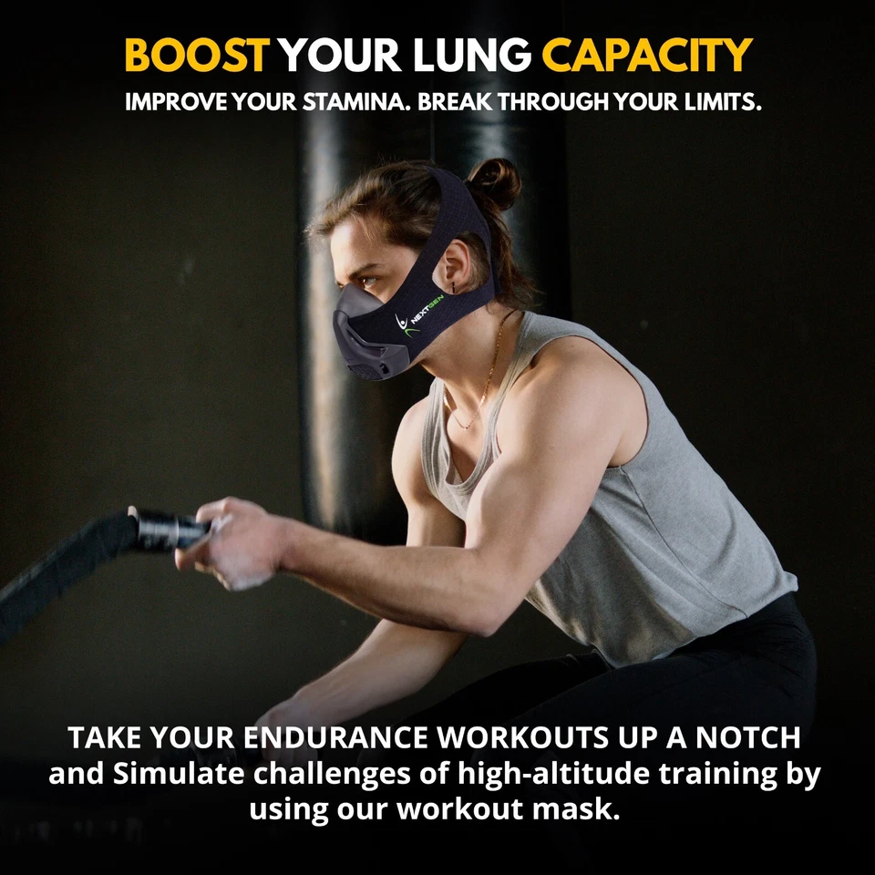 Máscara de Altitud de Entrenamiento NEXTGEN - Cardio, Entrenador de Respiración, Filtración de Carbono Foto 2 de 4