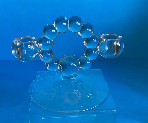 IMPERIAL GLASS CANDLEWICK 2-Lite CANDLEHOLDER HUGHES CORNFLOWER CUT - Picture 5 of 10