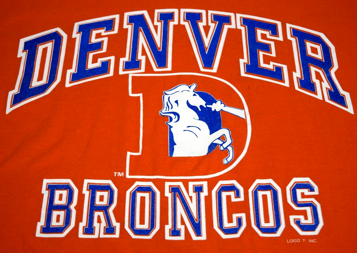 80s Denver Broncos フットボールシャツ LOGO7 Vintage NFL T-Shirt Jersey Denver Broncos Size L 80s Old School