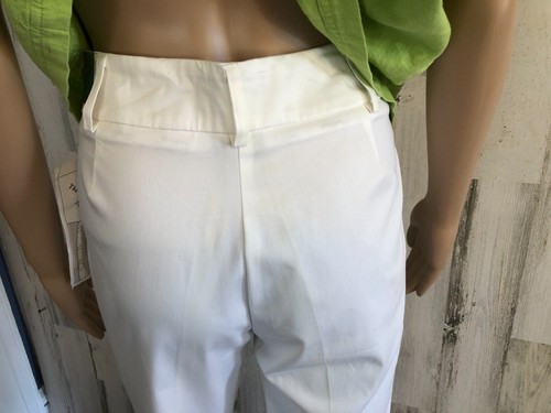 NEW vtg TRIBAL Cropped Pants Sz 8 NWT White Flat Front Back Hem Ruffle Pockets - Picture 10 of 21