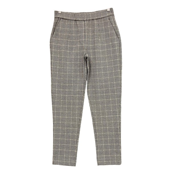 Sussan Pants Womens XS Grey Check Ponte Slim Tapered Elastic Waist Pockets 56003