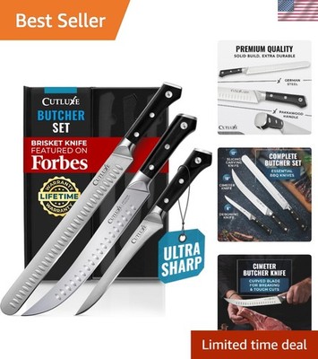 Versatile 3-Piece Meat Cutting Knife Set with Ergonomic Pakkawood Handles