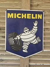 RARE GIANT VINTAGE MICHELIN TIRES ADVERTISING PORCELAIN ENAMEL SIGN 30" X 24"