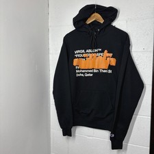 Felpa con cappuccio VIRGIL ABLOH Manchester Illinois nera taglia media nera esclusiva Qatar