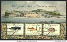 AUSTRALIA 2026 WILLIAM BUELOW GOULD'S SKETCHBOOK OF FISHES SOUVENIR SHEET USED