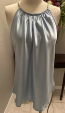NWT Nicole Miller New York Gorgeous Ice Blue Satin With Rhinestone Straps-S