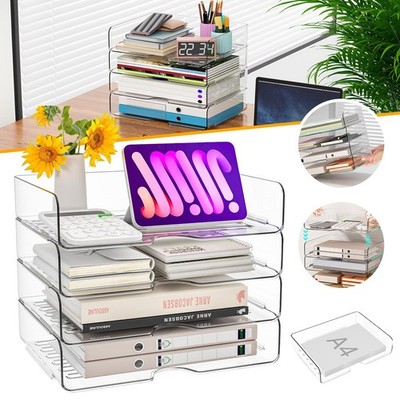 Dokumentenablage Acryl Büro Schreibtisch Organizer Briefablage 4 Ablagefächer A4