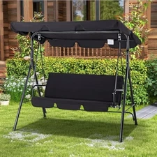 Patio swings outdoor, 3-seat glider patio swings with removable cushio