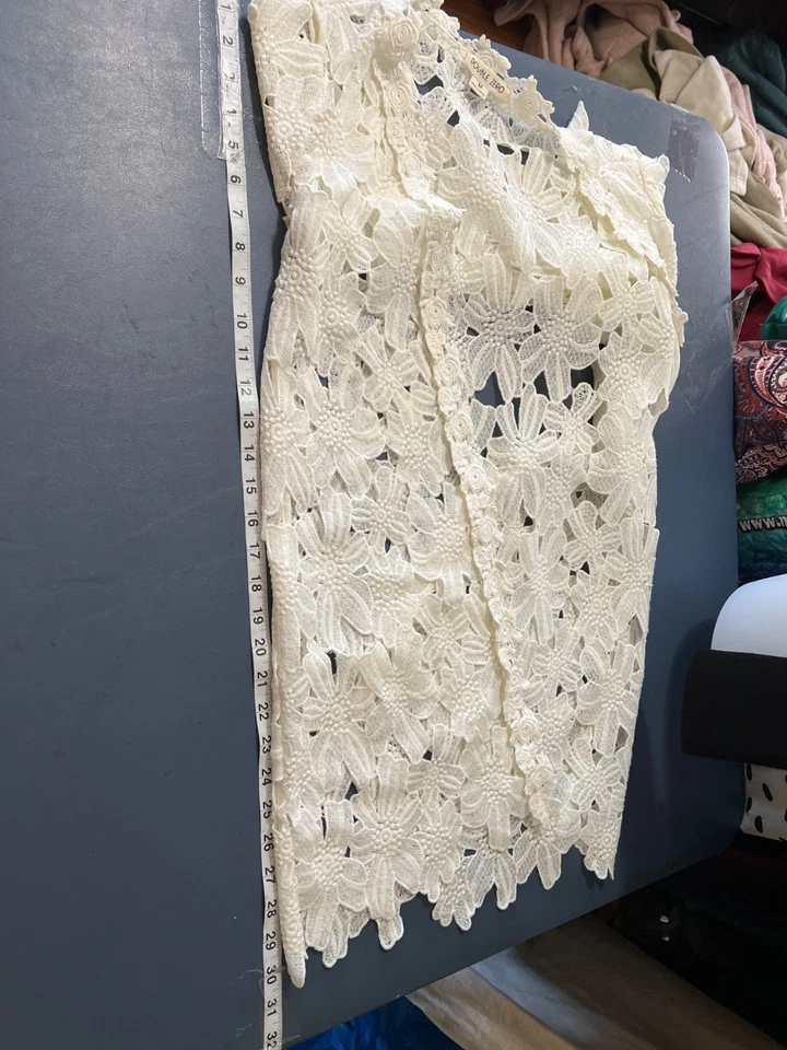 Cárdigan de encaje floral Double Zero M capas femenino blanco Foto 4 de 4