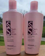 2 NEW old stock Avon skin so soft bath oil replenishing soft sensual 16.9 oz