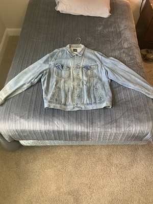 Lee Men's Light Blue 2XL Short Button Front Denim Jacket, Collared Classic Style