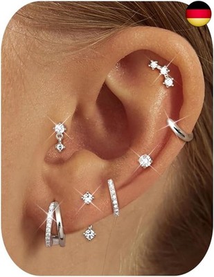7 Paar Ohrringe Gold Set Hypoallergene 14K Vergoldete Huggie Klein Creolen