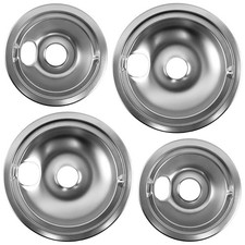 FrigeSwift WB31T10010 WB31T10011 Chrome Drip Pans Set (4 GE/Hotpoint, Silver