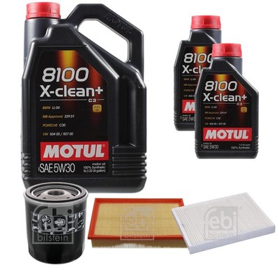FEBI BILSTEIN Inspektionspaket 7L Motul 8100 X-clean+ 5W30 für VW Multivan VI