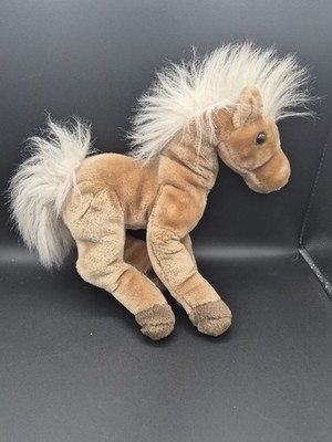  Vintage 1997 Manhattan Toy Co Horse Plush Tan Palomino White Mane Stuffed Pony