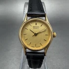 Seiko Watch Women 20mm Gold Dial Gold Tone Round 1N01-0E19 New Battery YFUYFU