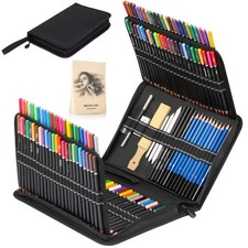 144 PCS Drawing Pencil Set 120 Colored Pencils 24 Sketch Kit Art Pencil Case