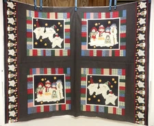 Cranston Christmas Cotton Fabric SANTA STARS SNOWMEN Quilt Block Panel 45" x 36"