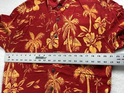 John Severson Kahala Mens Button Up Hawaiian Shirt Medium Red
