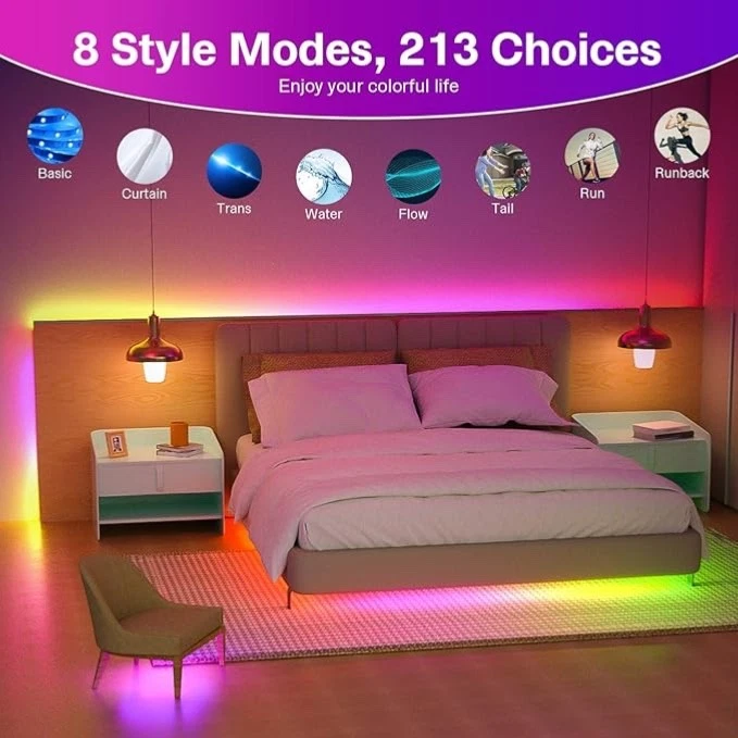 LED Streifen 2m Steuerbar via App USB LED TV Hintergrundbeleuchtung Sync - Bild 3 von 4