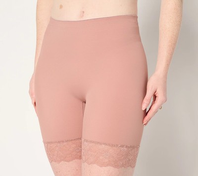 Breezies~Set of 2~Slip Short with Lace Trim~X-Large~Cinnamon/Rose