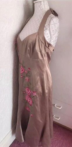 Debut Dark Beige Floral Halter Dress Size 10 - Picture 4 of 7