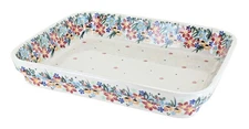Blue Rose Polish Pottery Tara Small Rectangular Baker