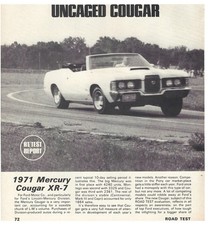1971 Mercury Cougar Xr-7 Convertible 429 V8 6 Pg Road Test Article