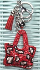 Leopard Purse - Bling Crystal - Bag Charm Chain - Keychain Key Ring Car - Tassel