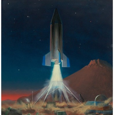 Chesley Bonestell - Rocket Ferry Leaving Mars 1940 A1-A4 Poster Animal Pet Portr