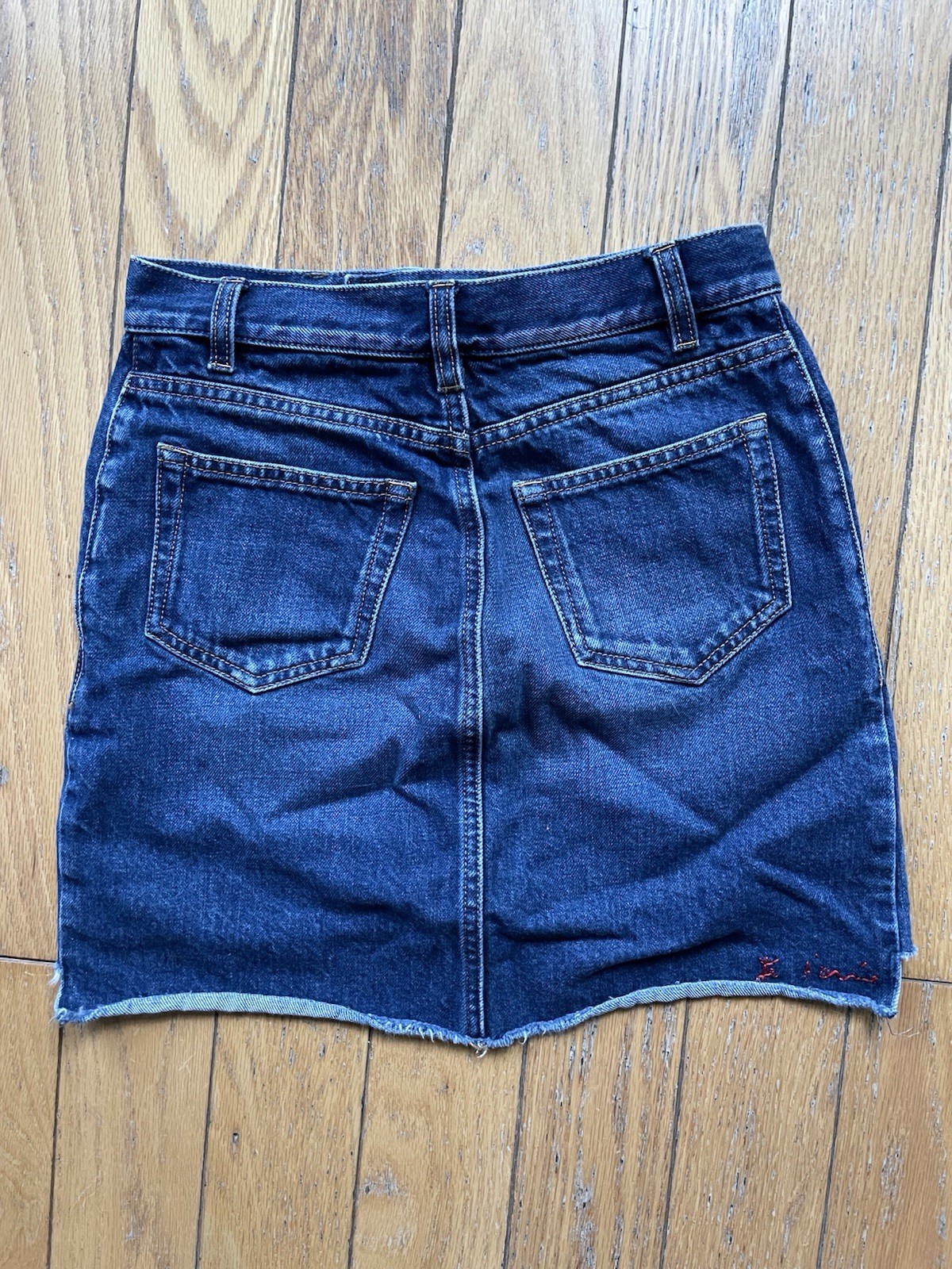 SAINT LAURENT YSL Mini Gonna Jeans Vintage Alta Elasticizzata Taglio Denim 24 XS