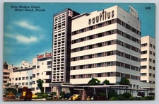 Ultra Modern Hotels Miami Beach Florida Nautilus Shore Club Postcard UNPOSTED