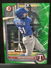 MAXIMO ACOSTA  RANGERS 2022 BOWMAN GREEN PAPER PARALLEL #BP-113  #d/99 🔥⚾️