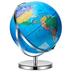 World Globe W/ Stainless Stand 13 inch 720 Rotating World Map Desktop Geography