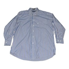 Faconnable Mens Red Blue White Striped Button Down Shirt Long Sleeve 5 16.5 R